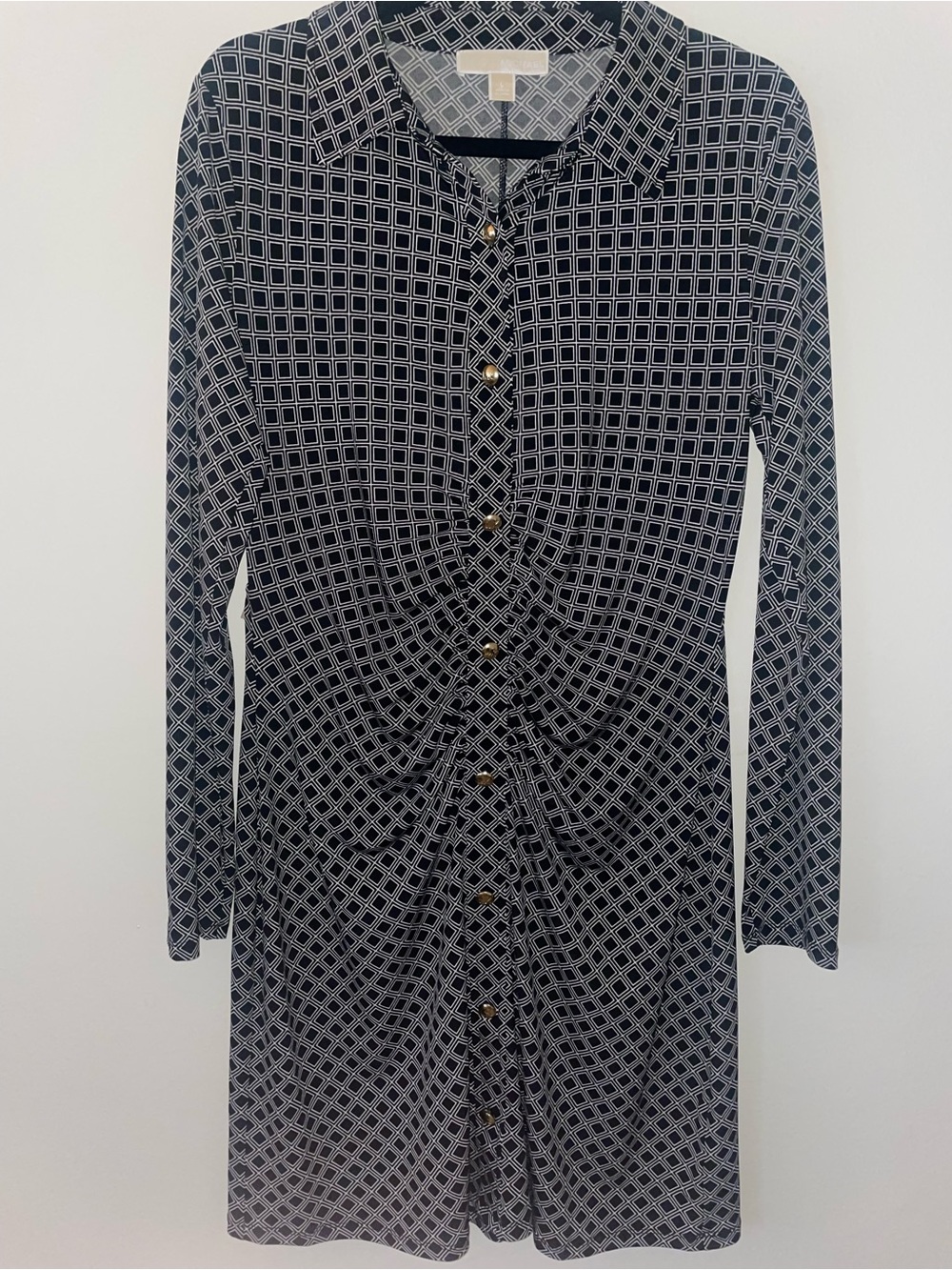 NWOT Michael Kors Shirt Dress Black and White with Gold Buttons - Picture 1 of 6